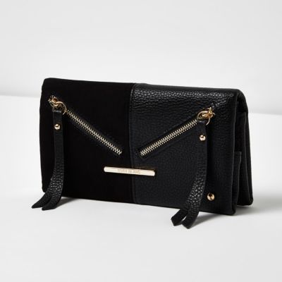 Black panel foldover purse